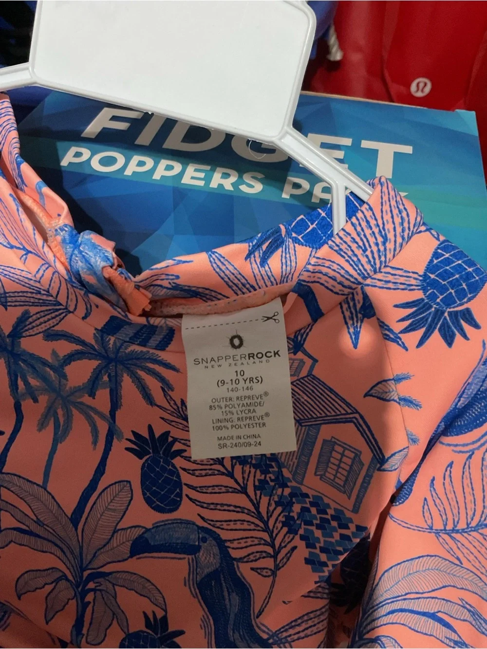 Snapper Rock Pink and Blue Tropical Long-Sleeve One-Piece Swimsuit
